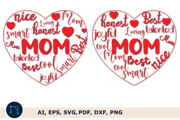 Mother's Day SVG Mom Heart Word Art Review